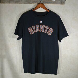 Men's San Francisco Giants Evan Longoria Majestic Black Name & Number Tee - Sz L